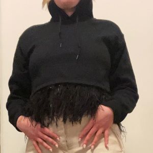 Opening Ceremony black feather hoodie